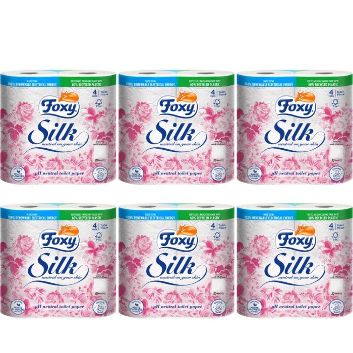 Foxy Silk Scented Toilet Rolls 3 Ply 4 Pack - Pack of 6