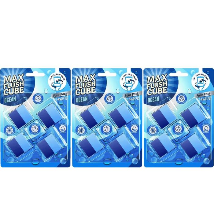 Max Flush Ocean Toilet Blocks 4 x 50g - Pack of 3