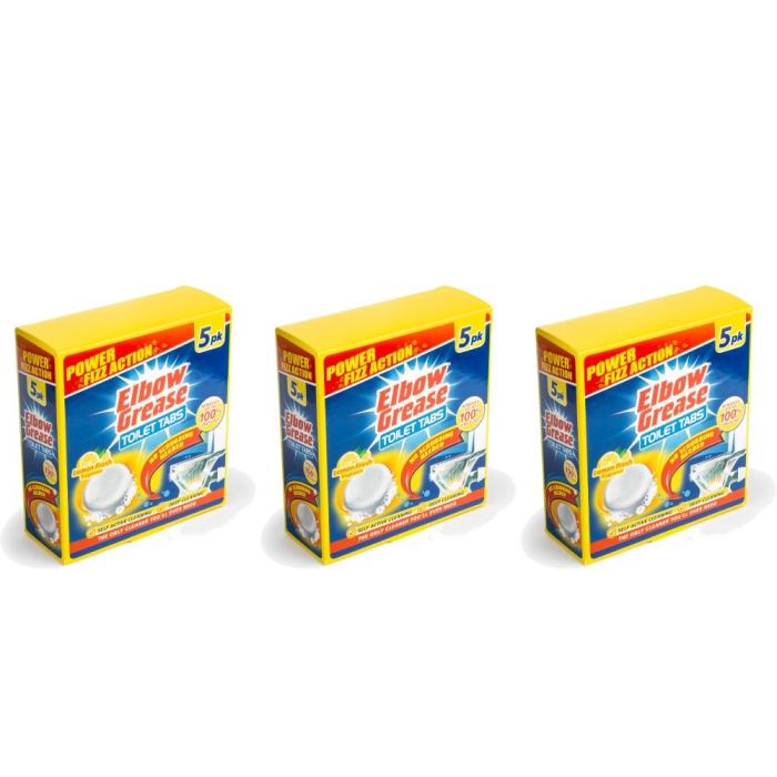 Elbow Grease Lemon Fresh Toilet Cleaning Tablets 5 × 30g - Pack of 3