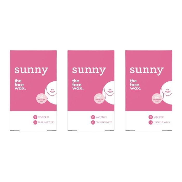 Sunny The Face Wax Strips (20 Strips & 10 Finishing Wipes) - Pack of 3