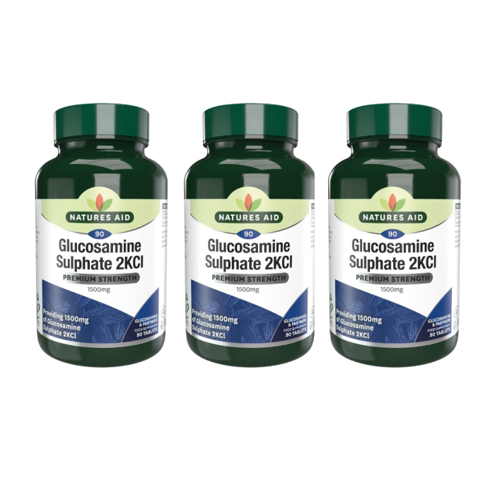 Natures Aid Glucosamine Sulphate 2KCl 1500mg 90 Tablets - Pack of 3