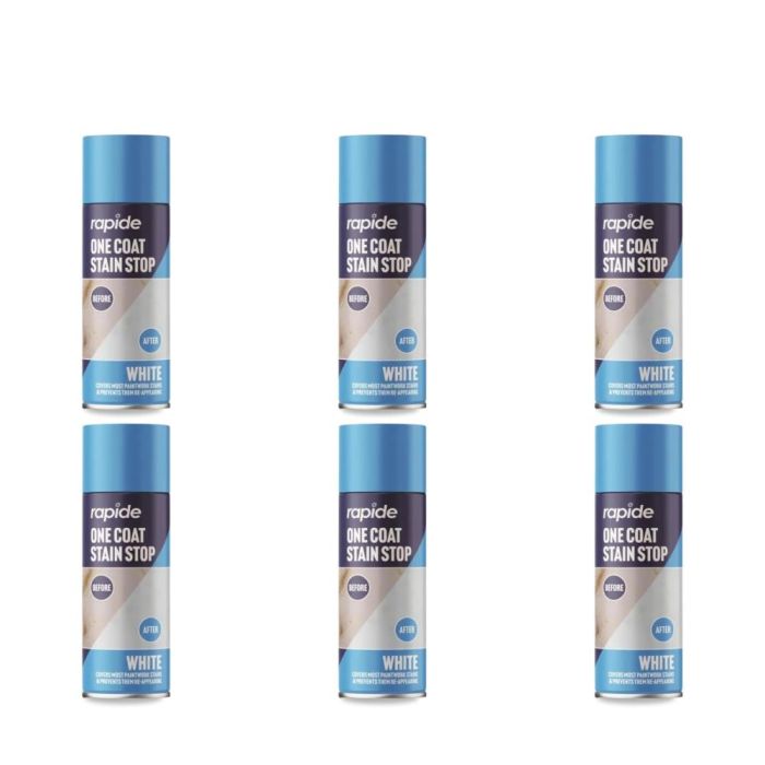 Rapide One Coat Stain Stop White Spray 400ml - Pack of 6