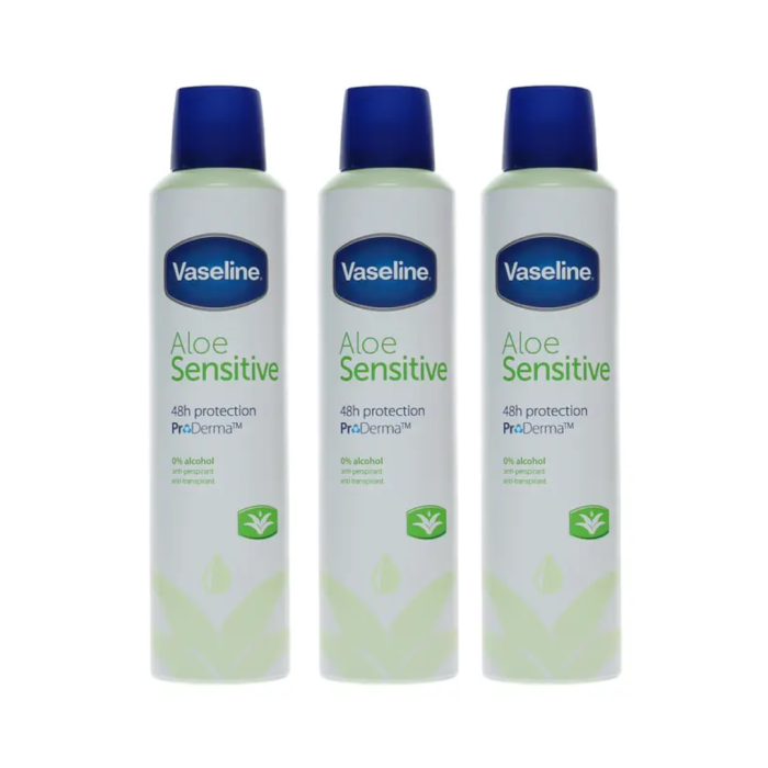 Vaseline Aloe Sensitive Pro-Derma Anti-Perspirant Spray 250ml - Pack of 3