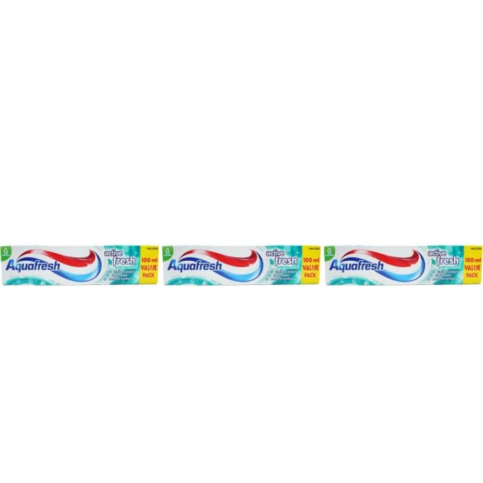Aquafresh Active Fresh Menthol Toothpaste 100ml - Pack of 3