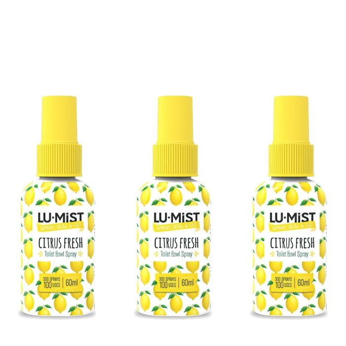 Lu-Mist Citrus Fresh Toilet Bowl Spray 60ml - Pack of 3