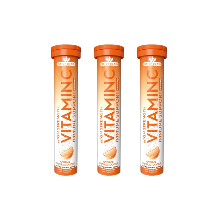 Natures Aid High Strength Vitamin C 1000 mg Effervescent 20 Tablets - Pack of 3