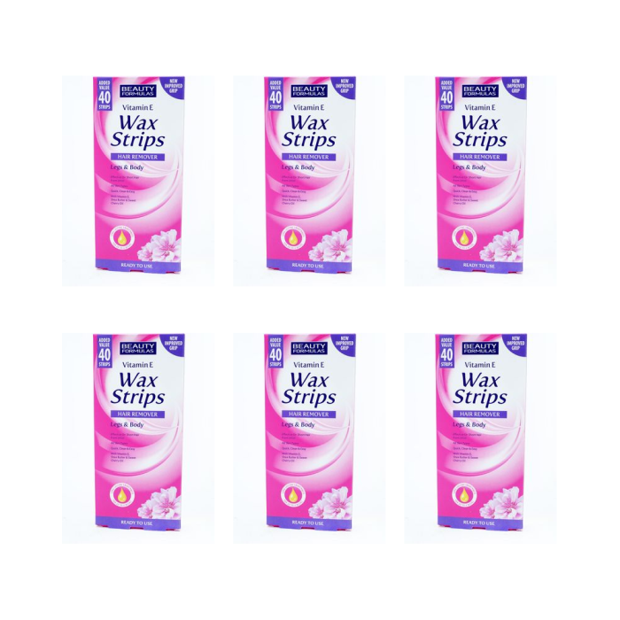 BEAUTY FORMULAS VITAMIN E WAX STRIPS LEGS & BODY - Pack of 6