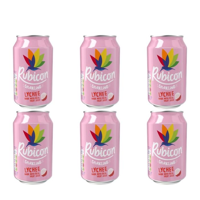 Rubicon Lychee Sparkling Fruit Soft Drink 330ml - Pack of 6