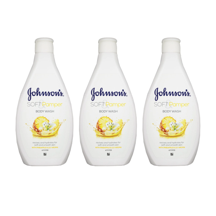JOHNSON'S Soft & Pamper Body Wash Pineapple Lily Scent 400ml - Pack of 3