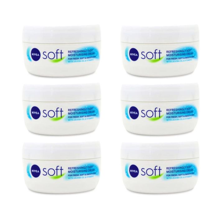 NIVEA Soft Moisturising Cream for Face Body and Hands 300 ML - Pack of 6