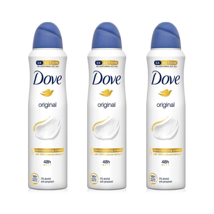 Dove Original Antiperspirant Deodorant Spray 150ml - Pack of 3
