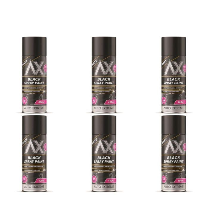 Auto Extreme Black Matt Spray Paint 400ml - Pack of 6