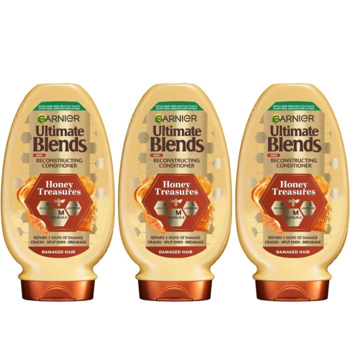 Garnier Ultimate Blends Honey Treasures Conditioner 400ml - Pack of 3
