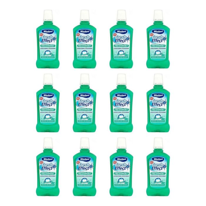 Wisdom Fresh Effect Freshmint Antibacterial Mouthwash 500 ML - Pack of 12
