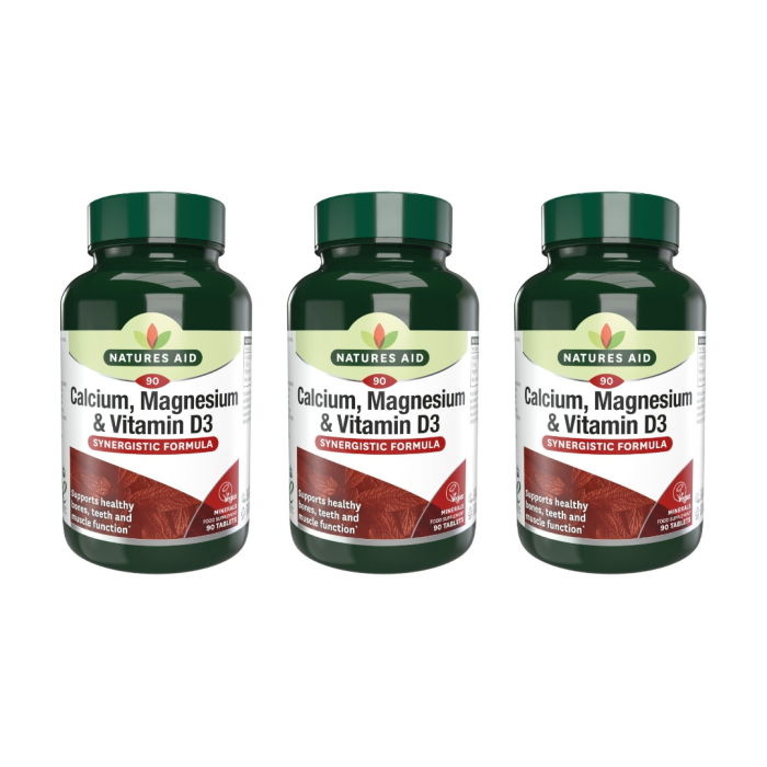 Natures Aid Calcium, Magnesium & Vitamin D3 90 Tablets - Pack of 3