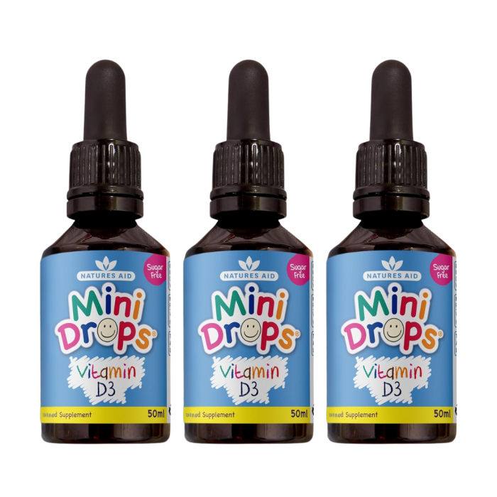 Natures Aid Mini Drops Vitamin D3 for Kids Bone & Teeth Support 50ML - Pack of 3