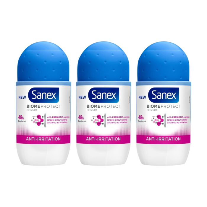 Sanex Biome Protect Dermo Anti‑Irritation Roll‑On 50ml - Pack of 3