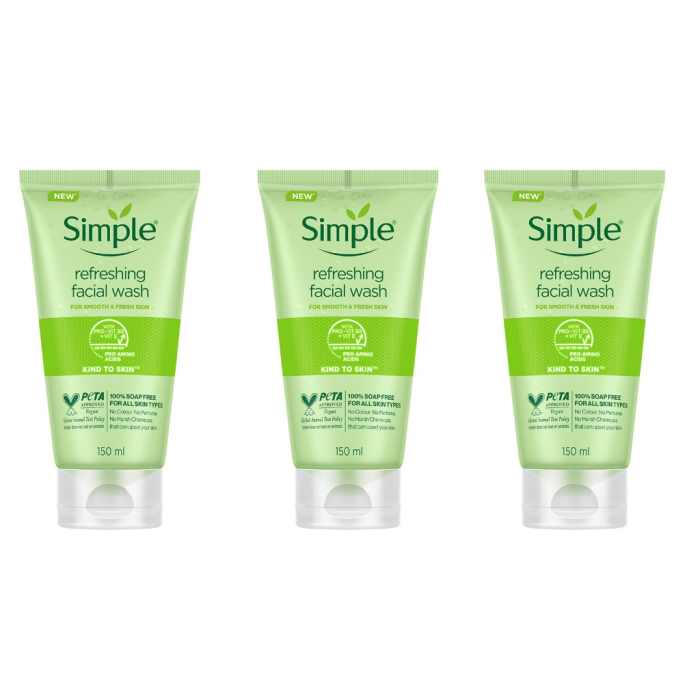Simple Refreshing Facial Wash 150ml - Pack of 3