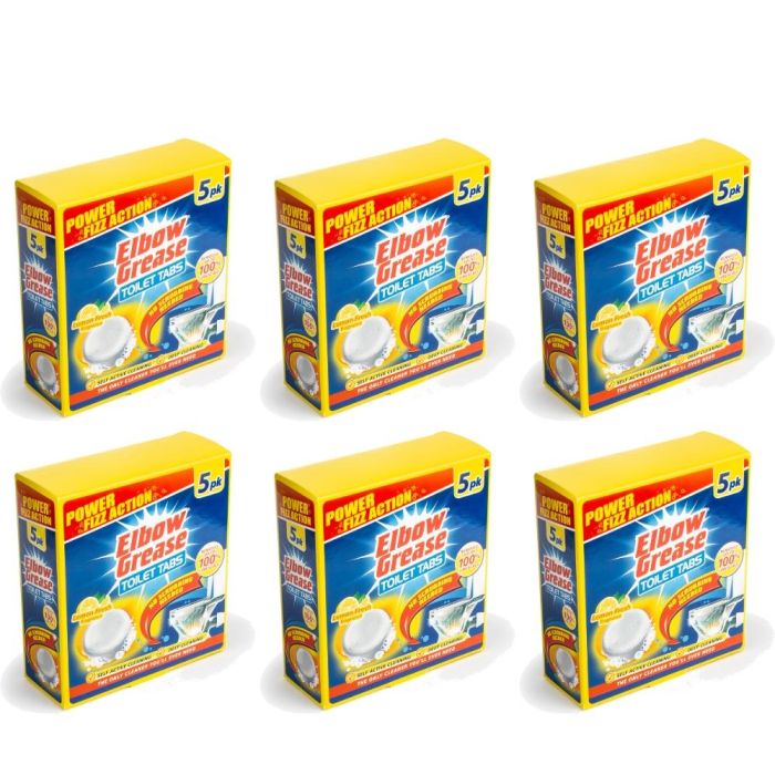 Elbow Grease Lemon Fresh Toilet Cleaning Tablets 5 × 30g - Pack of 6