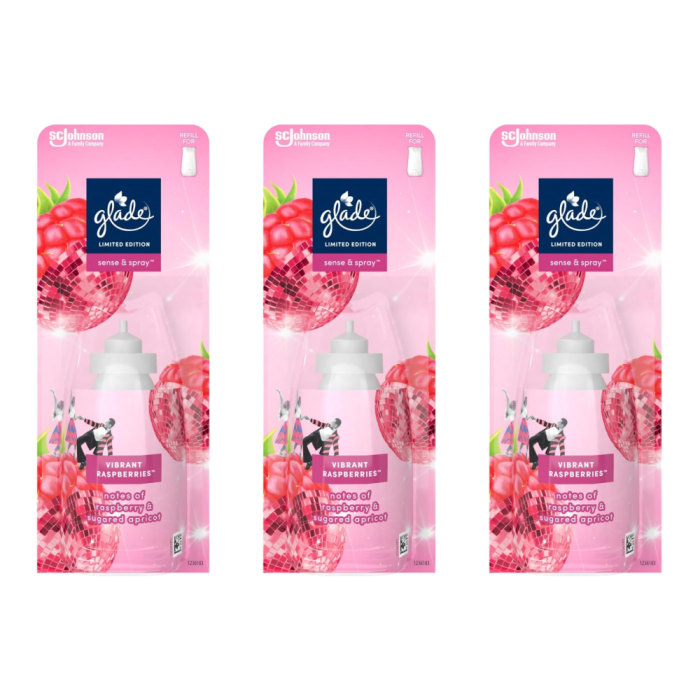 Glade Sense & Spray Raspberry Berries Air Freshener Refill 18ml on white background