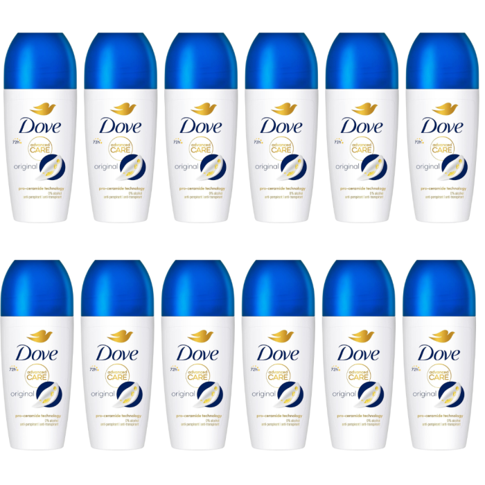 Dove Advanced Care Original Anti-Perspirant Roll-On Deodorant 50ml - Pack of 12