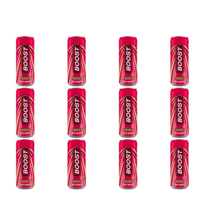 Boost Red Berry Carbonated  Energy Drink 500ml - Pack of 12