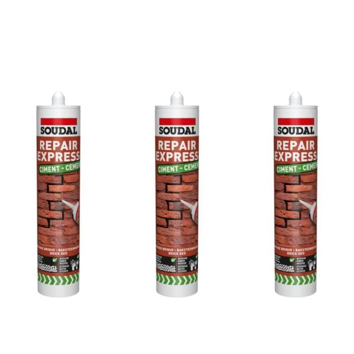 Soudal Repair Express Cement Brick Red 290ml - Pack of 3
