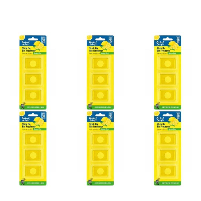 Perfect Scents Lemon Zest Stick-On Bin Freshener 3 x 5g - Pack of 6