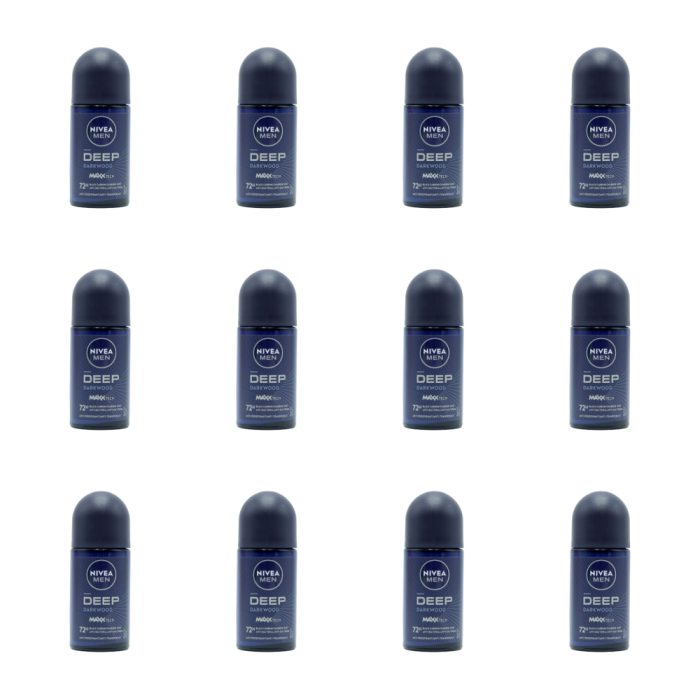 Nivea Men Deep Darkwood Anti-Perspirant Roll On Deodorant 50ml - Pack of 12