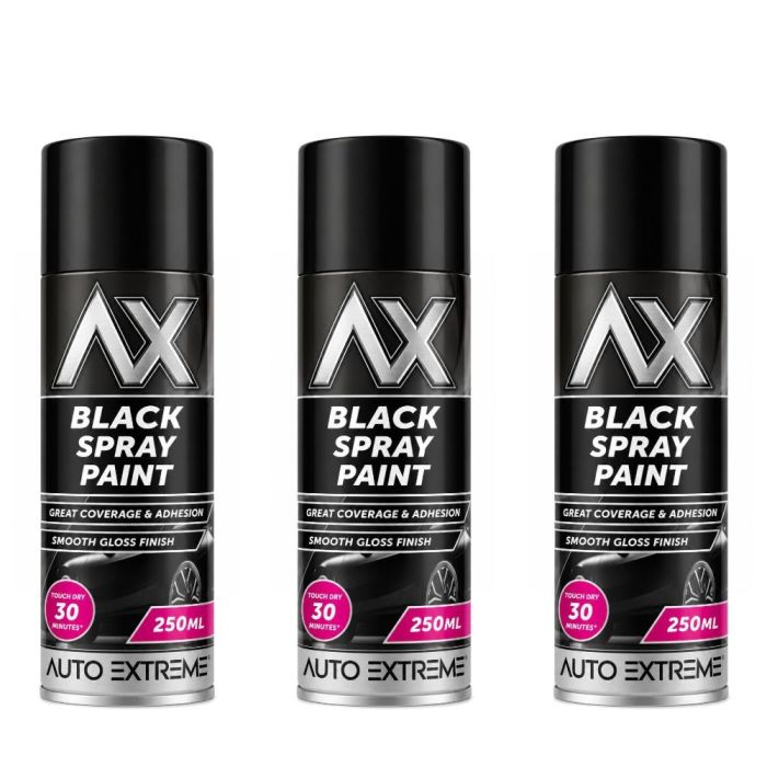 Auto Extreme Black Gloss Spray Paint 250ml - Pack of 3