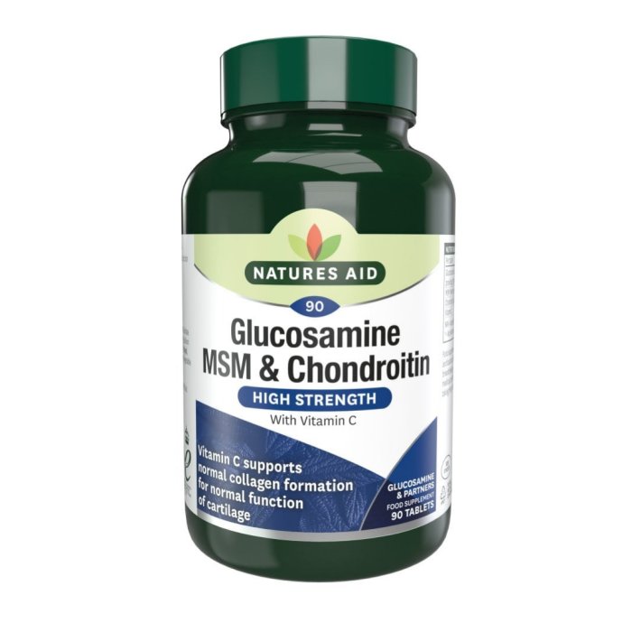 Natures Aid Glucosamine MSM & Chondroitin With Vitamin C 90 Tablets