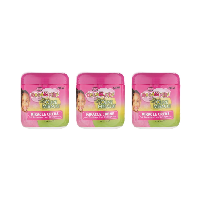 African Pride Dream Kids Olive Miracle Anti-Breakage Cream 6 oz - Pack of 3