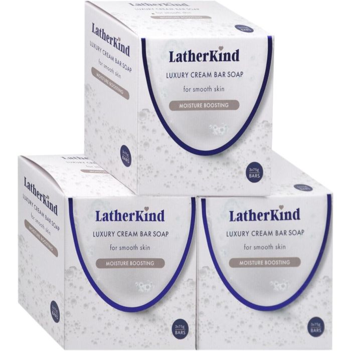 LatherKind Luxury Cream Bar Soap 3 Pack 225g - Pack of 3