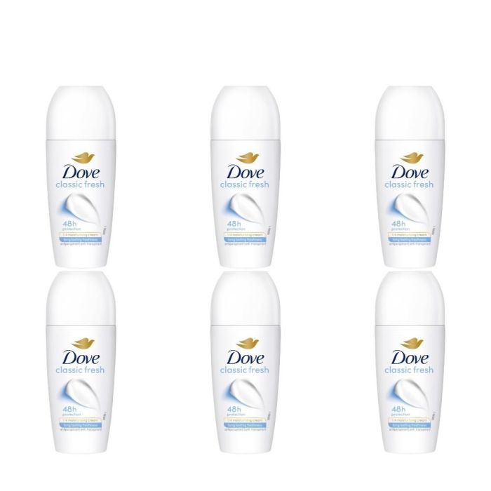 Dove Classic Fresh Anti-Perspirant Roll-On 48h 50ml - Pack of 6