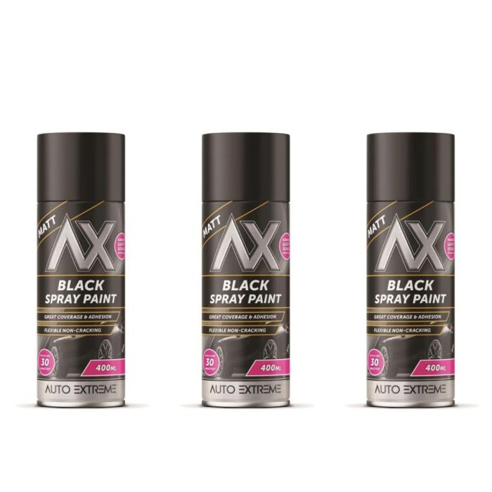 Auto Extreme Black Matt Spray Paint 400ml - Pack of 3