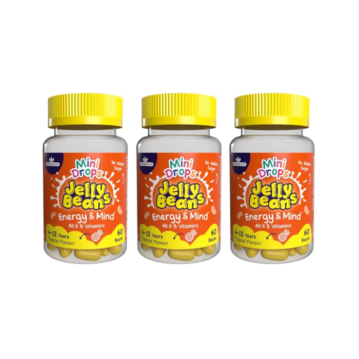 Natures Aid Mini Drops Jelly Beans Energy & Mind for Kids 60 Beans - Pack of 3