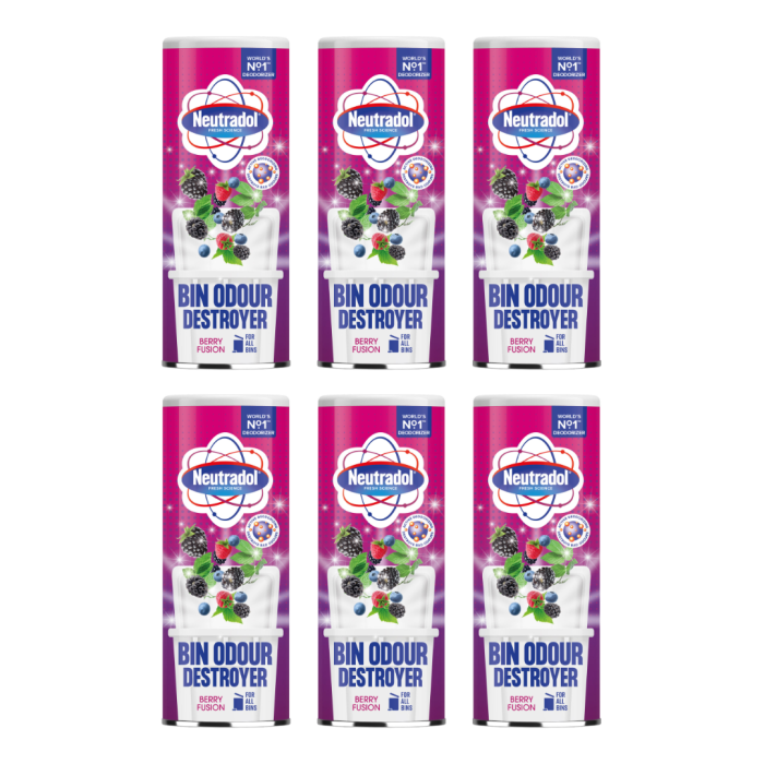 Neutradol Bin Odour Destroyer Berry Fusion Deodorising Powder 350g - Pack of 6