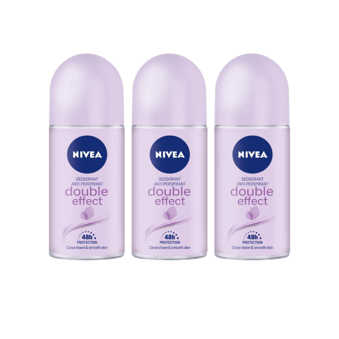 NIVEA Anti-Perspirant Deodorant Double Effect for Women – 50ml - Pack of 3