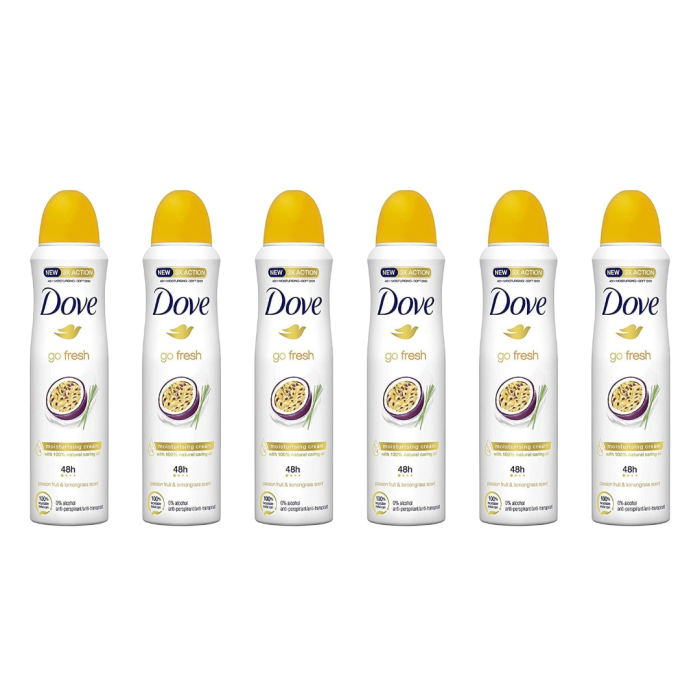Dove Go Fresh Passion Fruit & Lemongrass Antiperspirant Spray 150ml - Pack of 6