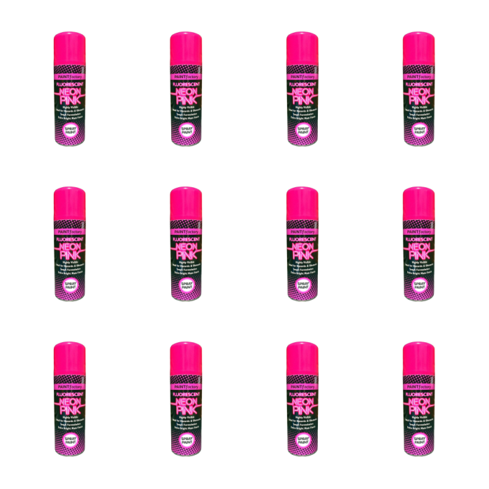 Paint Factory Neon Pink Spray Paint 200ml - Pack of 12