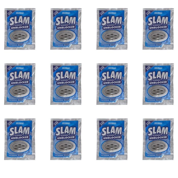 Kilrock Slam Bathroom Plughole Unblocker Sachet 80gm x 12