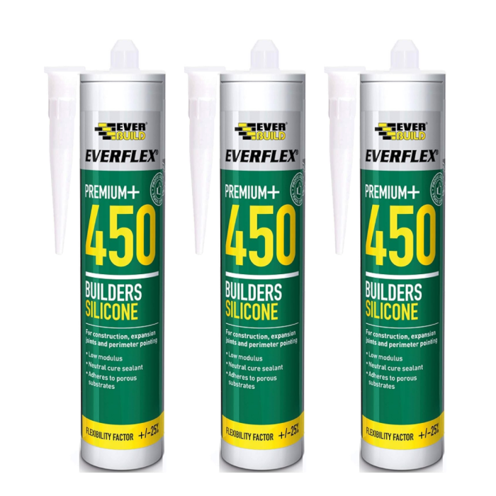 Everbuild Everflex Premium+ Builders Silicone Sealant Black 300ml - Pack of 3