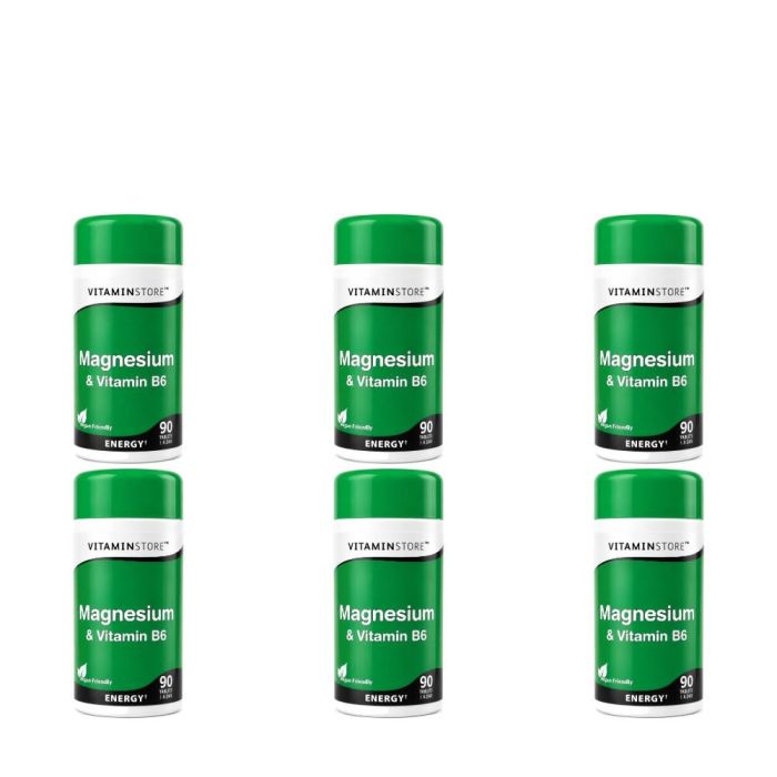 Vitamin Store Magnesium & Vitamin B6 Supplements 90 Tablets - Pack of 6