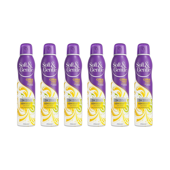 Soft & Gentle Citrus Twist Anti-Perspirant Deodorant Spray 250ml - Pack of 6