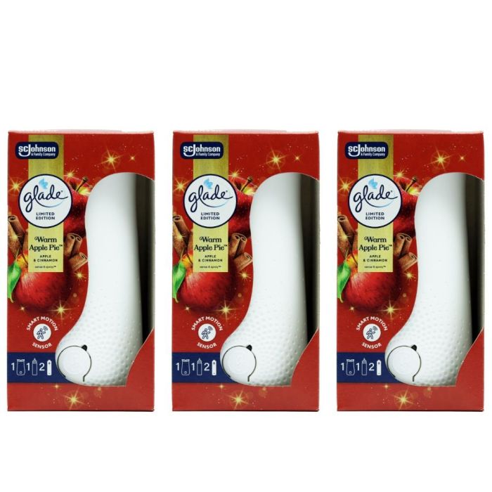 Glade Sense & Spray Warm Apple Pie Automatic Air Freshener Kit - Pack of 3