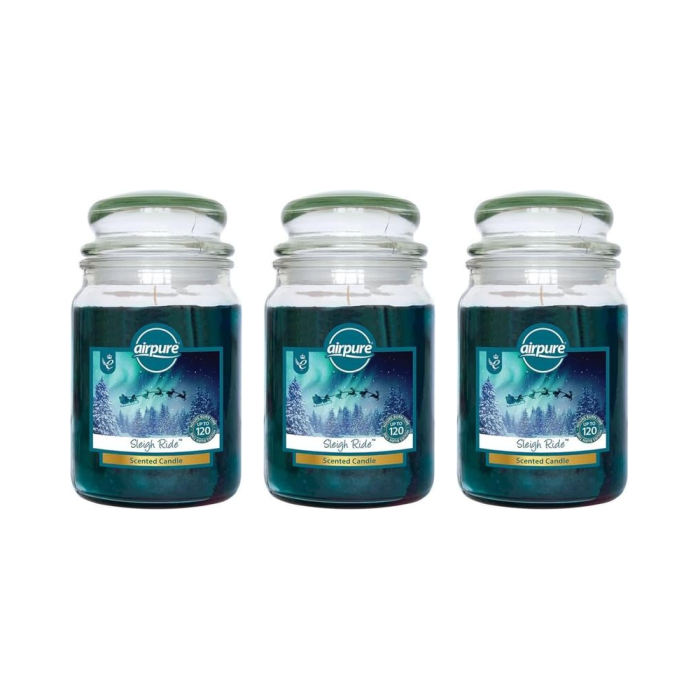 Airpure Sleigh Ride Scented Candle Jar 18oz - Pack of 3