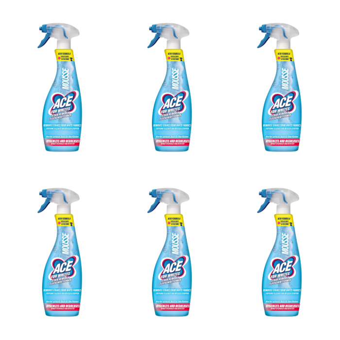 Ace Stain Remover for Whites Trigger Spray 700ml - Pack of 6