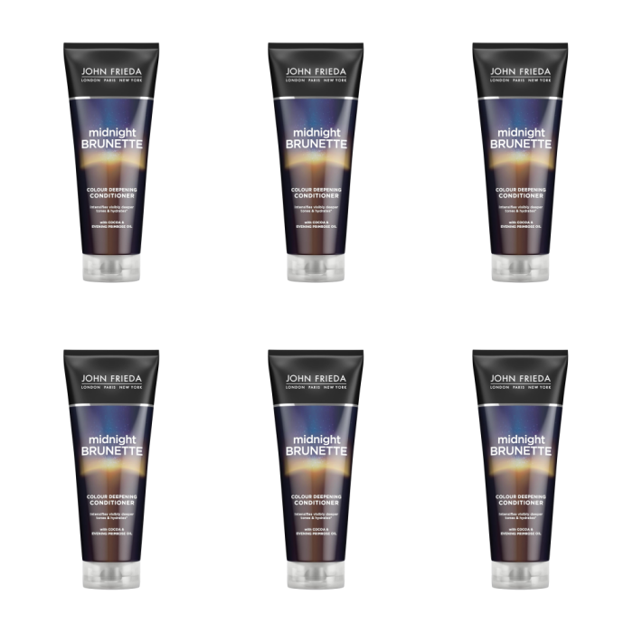 John Frieda Midnight Brunette Colour Deepening Conditioner 250ml - Pack of 6