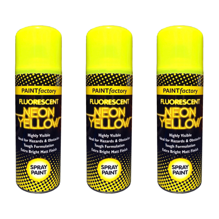 Paint Factory Neon Yellow Spray Paint 200ml - Pack of 3