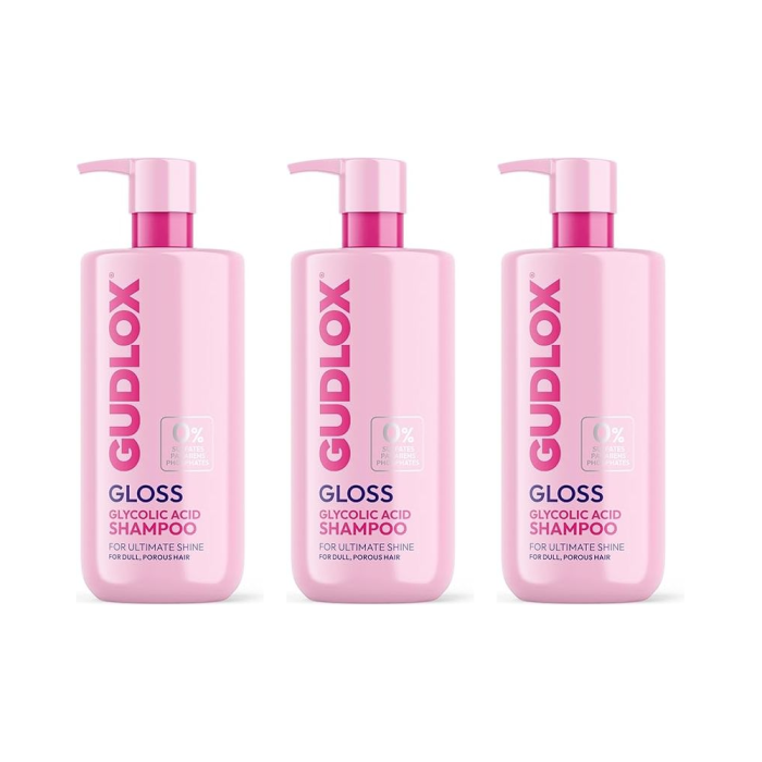 Gudlox Gloss Glycolic Acid Sulphate-Free Shampoo 400ml - Pack of 3